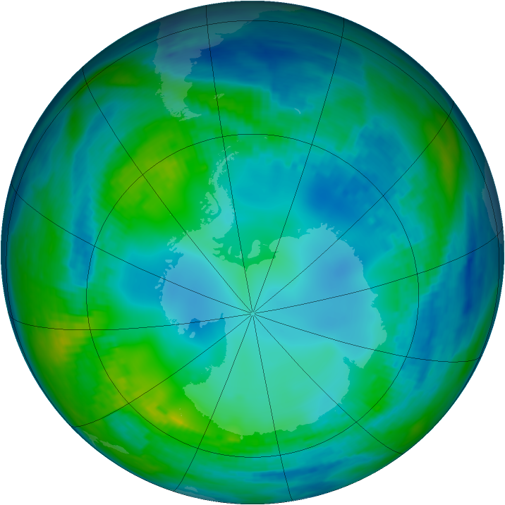 Antarctic ozone map for 18 May 1991
